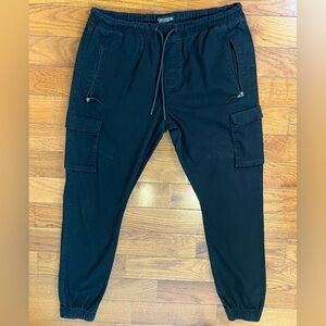 Free Planet Black Cotton Cargo Jogger Pants Men’s XL 32” Waist Preowned